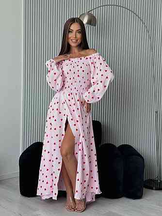 Жіноче романтичне легке максіплаття із серцем муслін 100% бавовна Рожеве, 42/44 Одеса