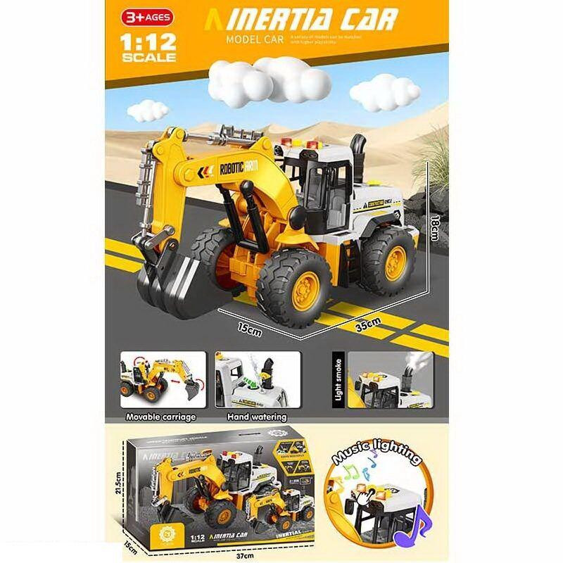 Спецтехніка підсвічування звуки 1:12 парогенератор інерція прогумовані колеса Жовта (ZH 815-3) Чернігів - фото 1