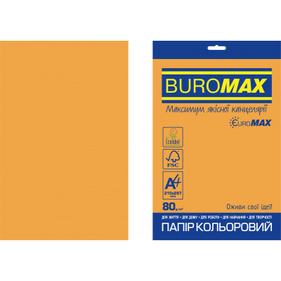 Папір Buromax А4, 80g, NEON orange, 20sh, EUROMAX (BM.2721520E-11) Вінниця - фото 1