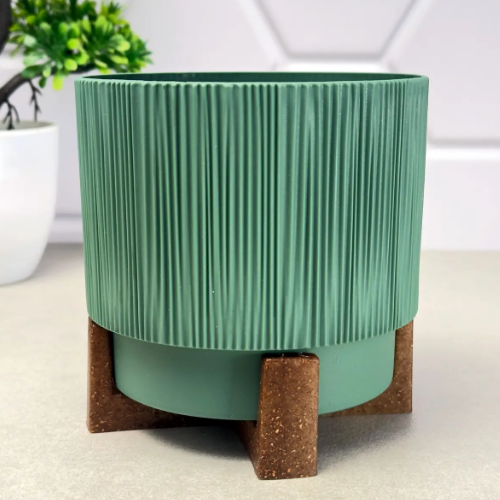 Вазон Осло зі вставкою та декоративною підставкою 16см зелений Алеана Житомир