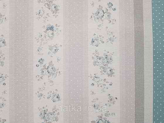 Шпалери вініл на флізеліні A.S.Creation Maison charme 0.53x10 прованс квіти троянди в смужку блакитні білі Київ