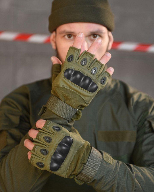 Рукавички безпалі хакі TACT Одесса - изображение 1