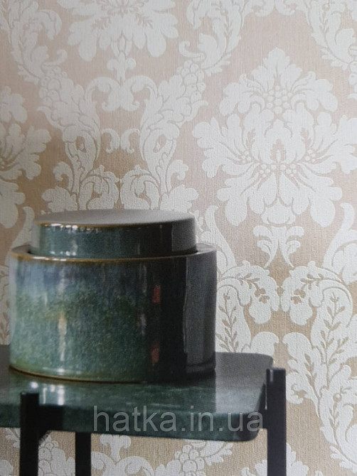 Текстильні шпалери на флізеліновій основі Da capo RaschTextil вензелі завитки бірюзові смарагдові на Київ - фото 2