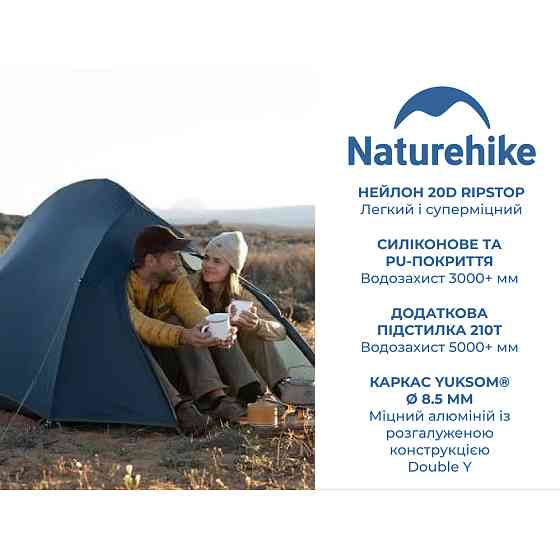 Намет надлегкий тримісний Naturehike Cloud Up Pro CNK2350WS020, 20D, блакитний Киев