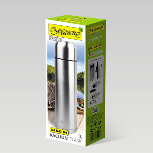 Термос 1000мл нержавіюча сталь срібний Maestro MR-1633-100 Житомир - фото 5