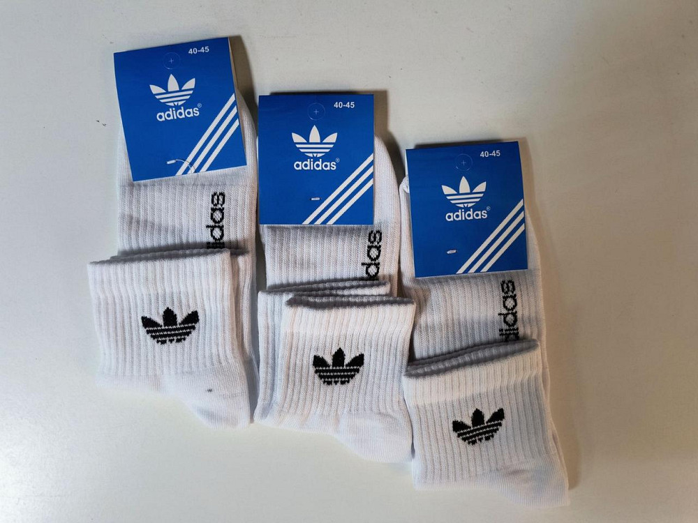 Набор качественных мужских носков средней висоты хлопок 3 штук Адидас ADS3 41-45 Киев - изображение 2