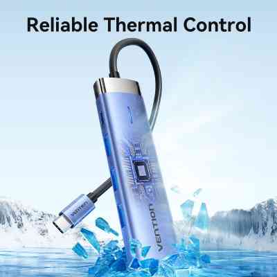 Концентратор Vention USB 3.1 Type-C to HDMI/USB 3.0x3/PD 100W Blue Aluminum Alloy Hub 5-in-1 (TGESB) Вінниця
