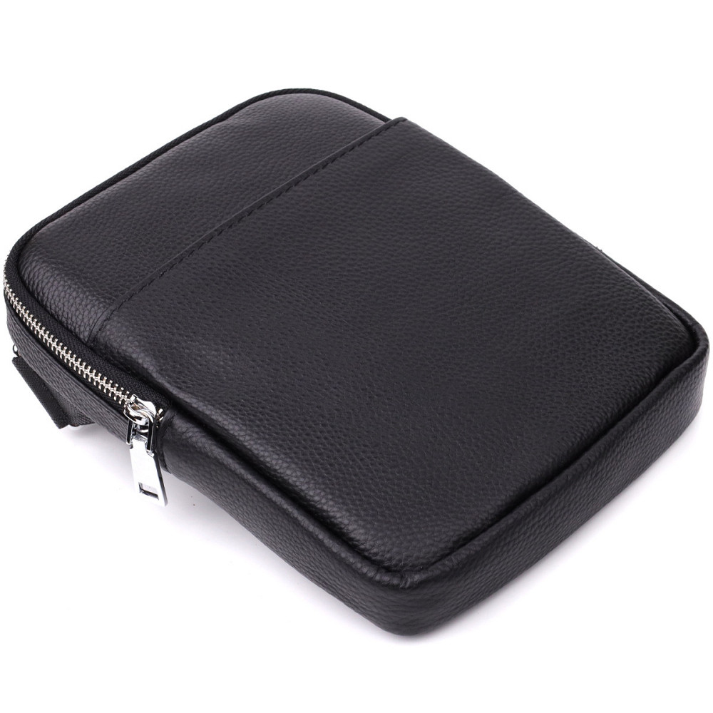 Зручна вертикальна сумка для чоловіків з натуральної шкіри Чорний (Vintage) Київ - фото 9