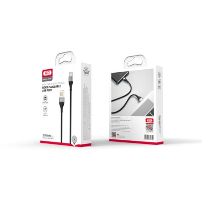 Дата кабель USB 2.0 AM to USB-C 1.0m 2.4A double-sided NB188 gray XO (6920680879700) Вінниця - фото 2