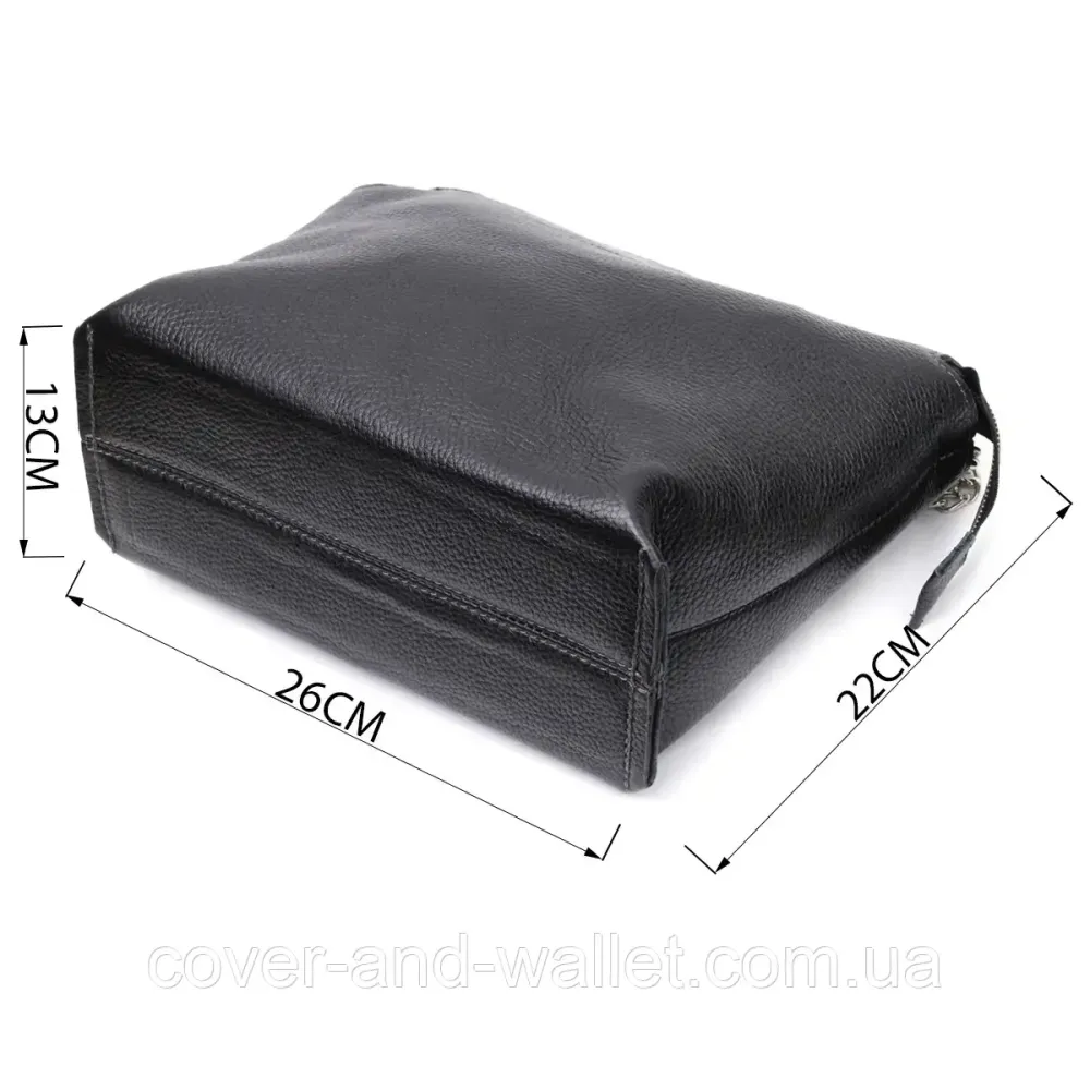 Стильна жіноча сумка через плече з фактурної шкіри чорного кольору Grande Pelle 746710 Київ - фото 4