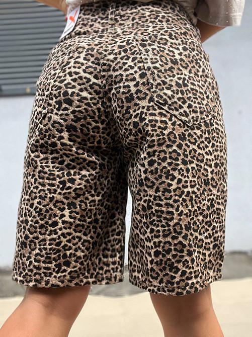 Шорти жіночі джинсові X Denim 2082 леопардовий принт Мом бермуди довжина до колін коричневі, коричневий, 36 Київ - фото 10