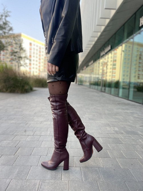 Nivelle Ботфорти жіночі NIVELLE марсала натуральна шкіра висота 50см обхват гомілки 35-37см каб Коломия - фото 4