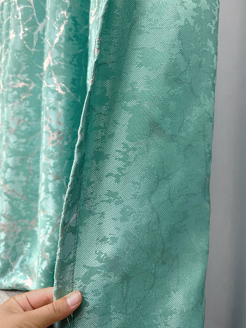 Комплект готовых штор VR-Textil Лен мрамор Royal Touch № 2010ш Бирюзовый 200х270 см 2 шт (32-484) Киев - изображение 6