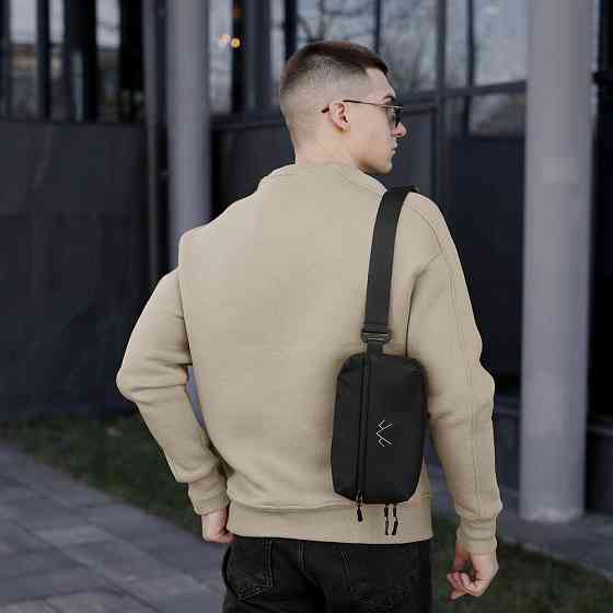 Чоловіча чорна сумка з кишенями на замку Pobedov Practical Київ