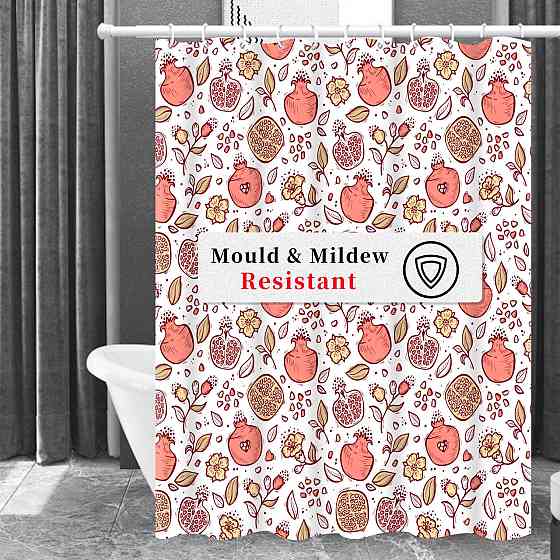 Шторка для ванны из полиэстера водонепроницаемая Bathlux 180x180 см с кольцами, занавеска для ванной комнаты Каменец-Подольский