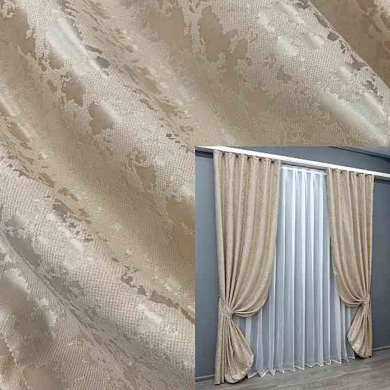 Комплект готових штор VR-Textil Льон мармур Pavliani VO № 1713ш айворі 100х270см 2 шт (31-891) Київ