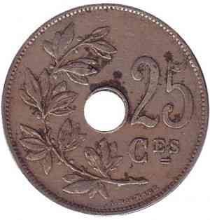 25 сантимів. 1927 рік, Бельгія. (Belgique) Полтава