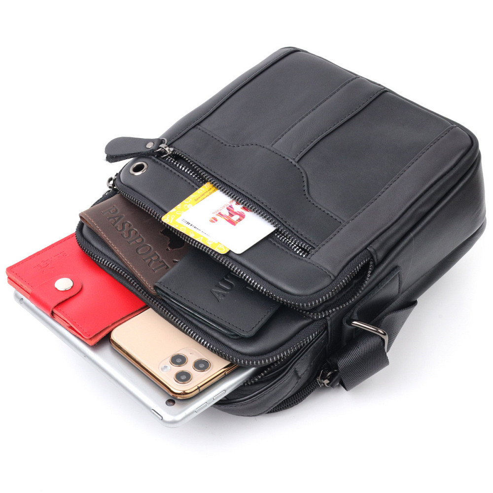 Сумка чоловіча Vintage 20826 шкіряна Чорний Київ - фото 4