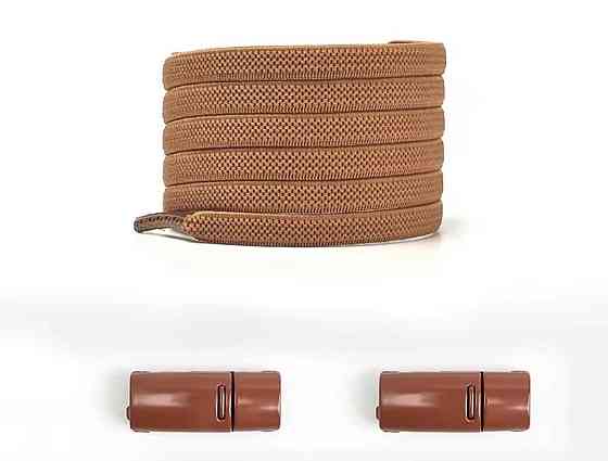 Еластичні шнурки без зав'язок з магнітними застібками в один колір 5 мм Коричневий Сміла