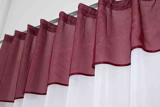 Кухонная занавеска VR-Textil № 047к бордовый с белым 280х170 см (50-397) Киев