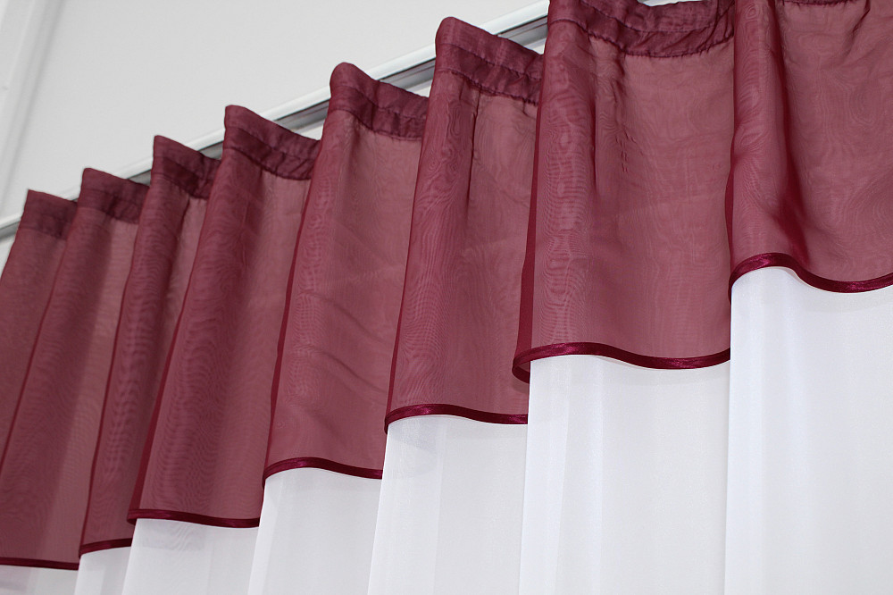 Кухонная занавеска VR-Textil № 047к бордовый с белым 280х170 см (50-397) Киев - изображение 3