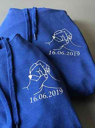 Парні толстовки з капюшоном для хлопця та дівчини з принтом Разом назавжди з датами Чернівці