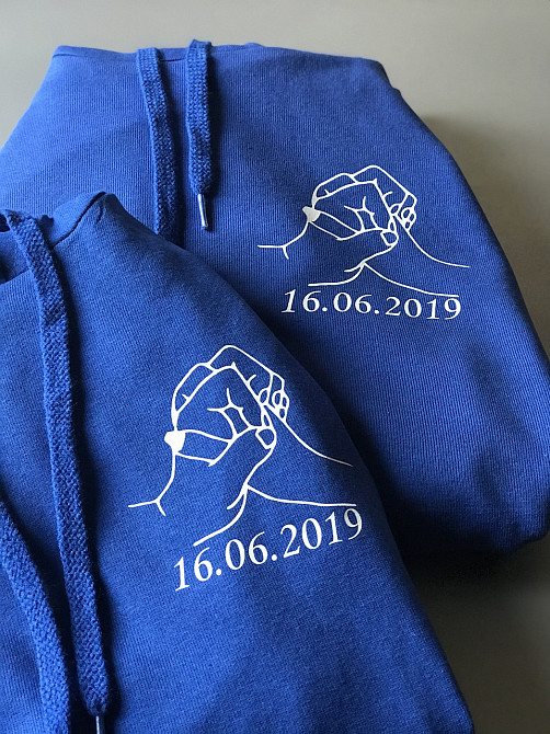 Парні толстовки з капюшоном для хлопця та дівчини з принтом Разом назавжди з датами Чернівці - фото 2