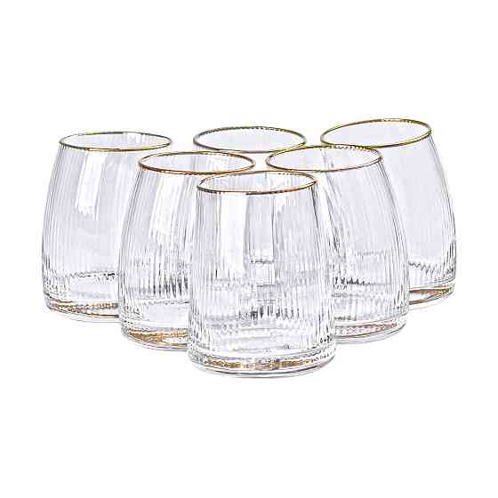 Набір із 6 склянок 400 мл із вигнутими стінками та вертикальним рифленням HP-16-20 Коломыя