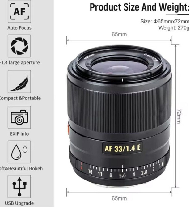 Viltrox 33mm f/1.4 для Sony — світлосильний об'єктив Київ - фото 6