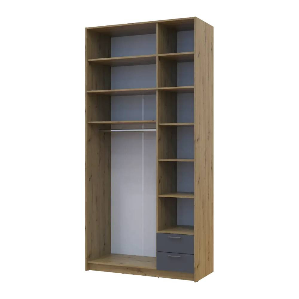 Шафа для одягу Doros Ронді з високою антресоллю і дзеркалом Дуб Артизан/Графіт 3 ДСП 121х52х260 (DRS-011875) Львів - фото 4