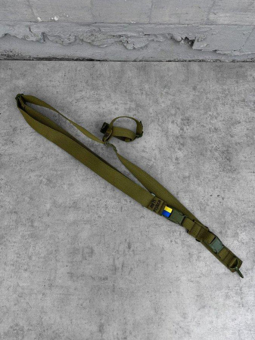 Трехточечный ремень 3-х точечный олива с карабином Ми їх плотная стропа Одесса - изображение 3