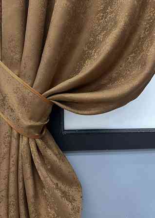 Комплект коротких штор VR-Textil Жаккард Мрамор Al1 № 660ш Коричневый 130х170 см 2 шт (35-0387) Киев