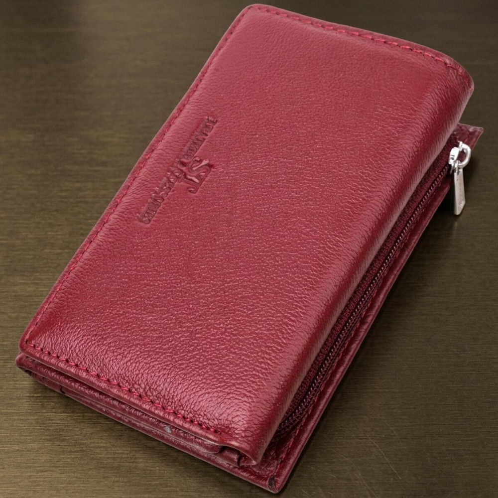 Кожаный женский кошелек в три сложения ST Leather 22489 Бордовый Киев - изображение 11