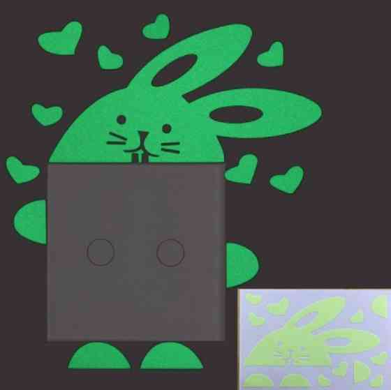 Люмінесцентна наклейка Заєць з сердечками 14 на 8 см салатовий Київ