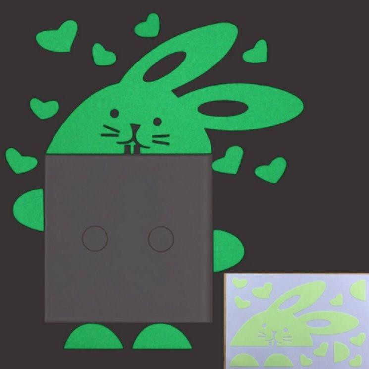 Люминесцентная наклейка Заяц с сердечками 14 на 8 см салатовый Киев - изображение 3