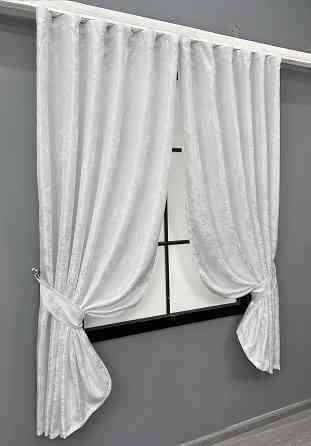 Комплект коротких штор VR-Textil Жакард Мрамор Al1 № 1300ш Белый 130х170 см 2 шт (35-0403) Киев