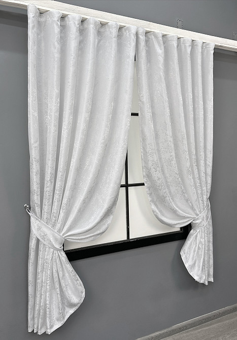 Комплект коротких штор VR-Textil Жакард Мрамор Al1 № 1300ш Белый 130х170 см 2 шт (35-0403) Киев - изображение 2