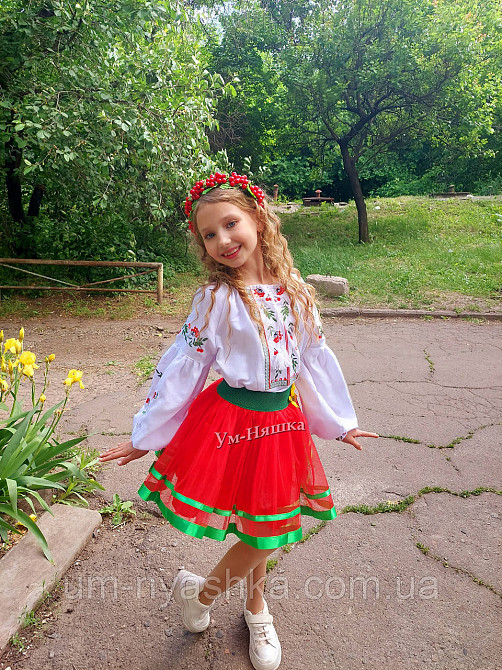 Дитяча вишиванка на натуральному полотні Калина сила роду Кривий Ріг - фото 5