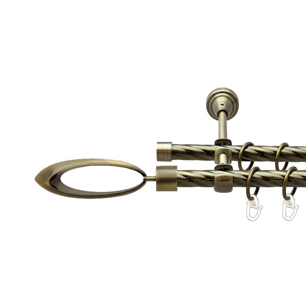 Карниз Orvit Венеція металевий дворядний відкритий скручена труба кільце металеве Антик 16\16 мм 160 см (00-00022437) Львів - фото 1