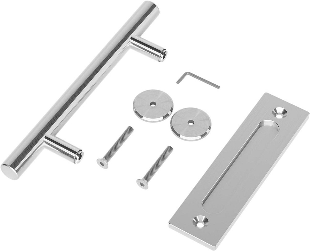 Дверна ручка для розсувних дверей 30 см подвійна двостороння врізна, нержавіюча сталь, срібляста з кріпленням Київ - фото 7