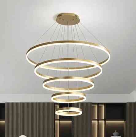 Светодиодная люстра Олимпия PJ812С-5 20+30+40+80+100см (5 колец) Коричневая Киев