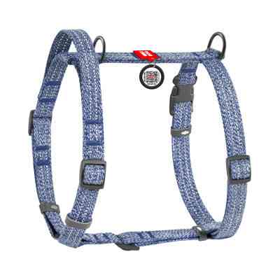 Шлей для собак WAUDOG Н-образная Re-cotton с QR паспортом, светоотражающая L синяя (259312) Винница