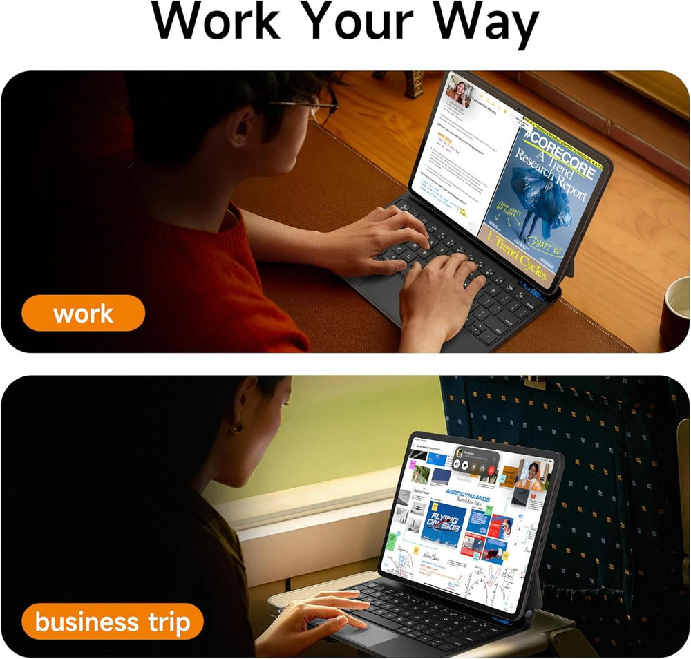 Клавіатурний чохол для iPad Air 11 (M3/M2) чорний з трекпадом RGB підсвітка магнітний універсальний кейс 11 дюймів Київ - фото 9