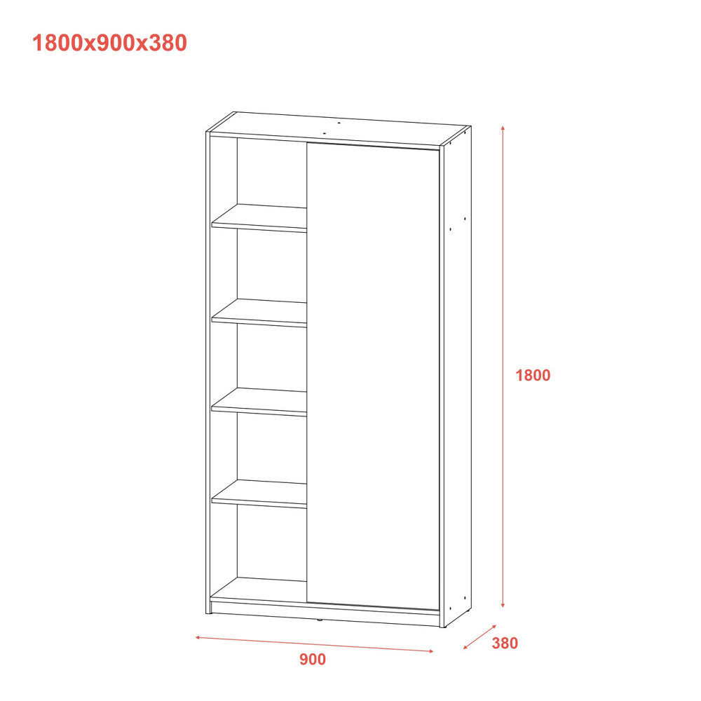 Розстібна шафа Doros Студент Графіт/Білий 90х38х180 DRS-011623 (44900273) Дніпро - фото 8