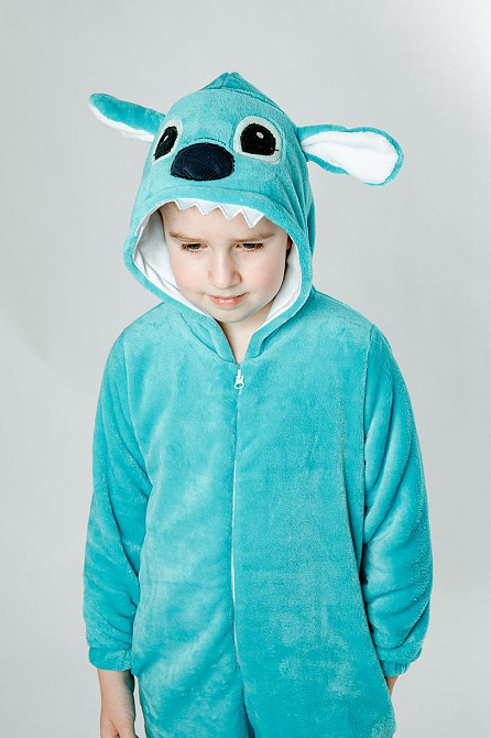 Детская пижама-кигуруми-пижама, детский и подростковый, Стич, бирюзовый комбинезон домашний топ Киев - изображение 2