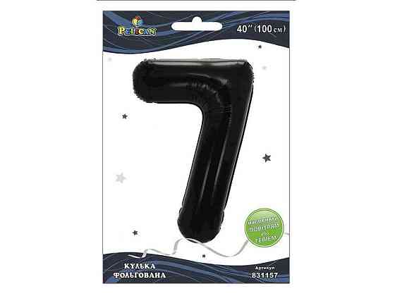 Кулька фольгована цифра 40 (100 см) 7 чорна ТМ PELICAN Київ