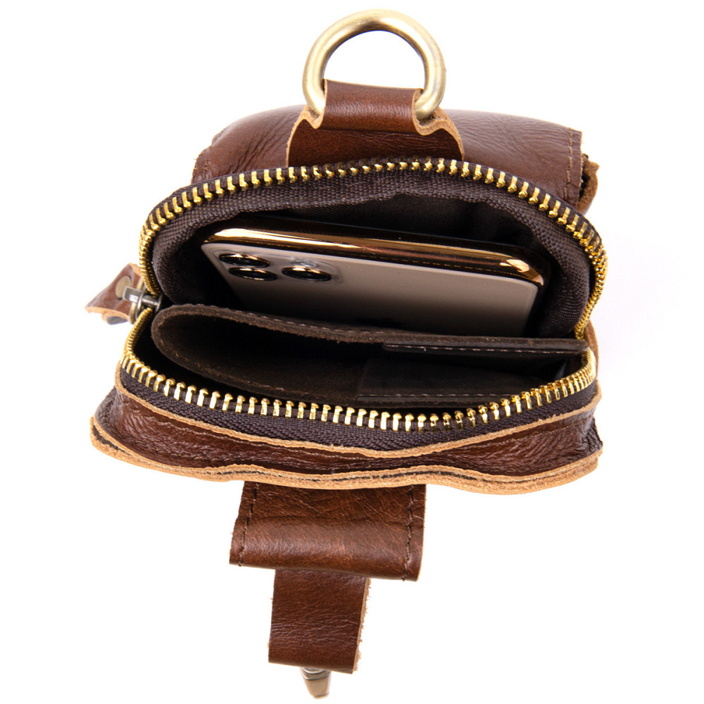 Барсетка поясна чоловіча Vintage 20417 Коричнева Київ - фото 7