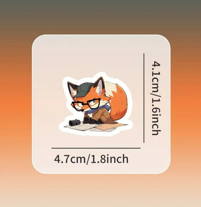 Набор наклеек (стикеров) Хитрый лис в очках (51 шт.), стикерпак лис/лиса Киев - изображение 6