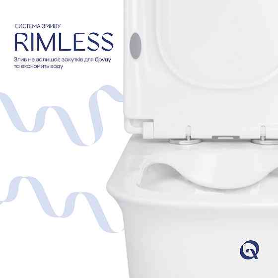 Унітаз-компакт Qtap Nando безобідковий із сидінням Soft-close QT12221222AW Київ