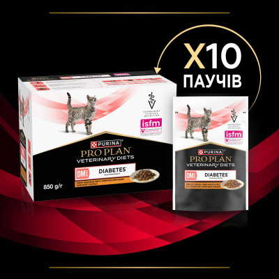 Вологий корм для кішок Purina Pro Plan Veterinary Diets DM ST/OX Diabetes Management З куркою 10 x 85 г (8445290093493) Вінниця - фото 4